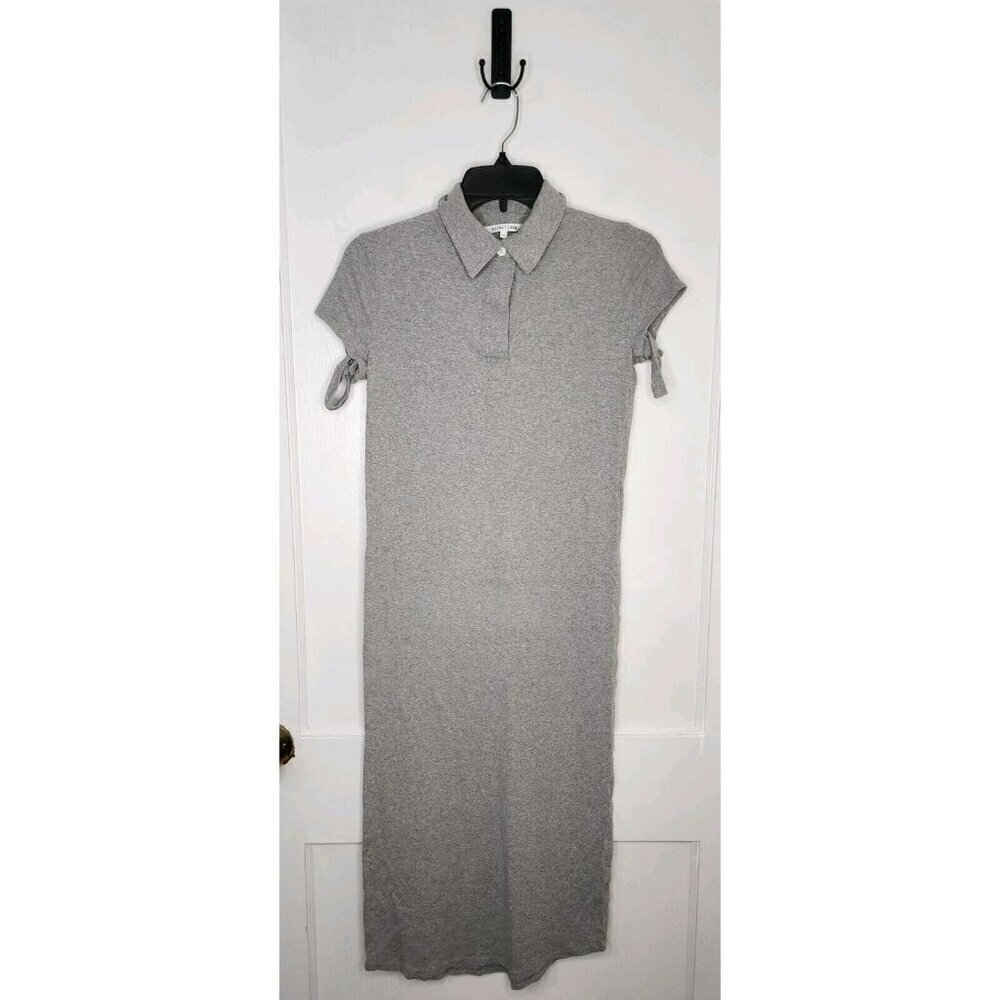 Helmut Lang Women's Ribbed Polo Shirt Dress Grey Melange SZ Medium